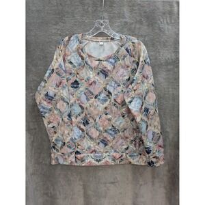 Maximalist Sweatshirt Women XL Pastel Marble Print Crewneck Geometric